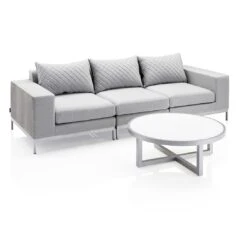 Kettler Ego Modular Gartensofa + Loungetisch Ø92cm Sunbrella Silber/Hellgrau Meliert 4 Kettler Ego Modular Gartensofa + Loungetisch Ø92cm Sunbrella Silber/Hellgrau Meliert -Kettler 1106581 1