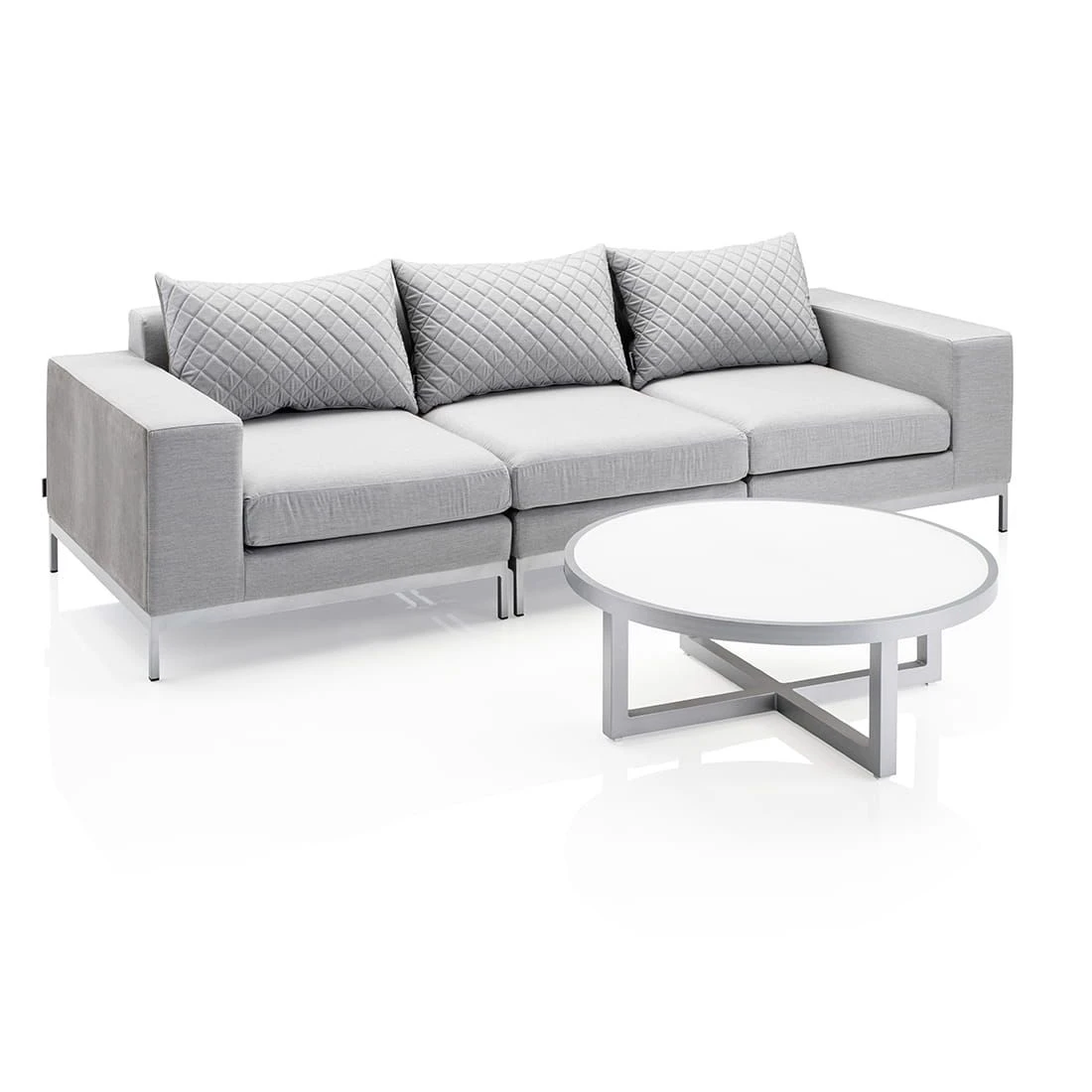 Kettler Ego Modular Gartensofa + Loungetisch Ø92cm Sunbrella Silber/Hellgrau Meliert Kettler Ego Modular Gartensofa + Loungetisch Ø92cm Sunbrella Silber/Hellgrau Meliert -Kettler 1106581 1