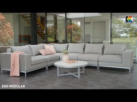Kettler Ego Modular Gartensofa + Loungetisch Ø92cm Sunbrella Silber/Hellgrau Meliert Kettler Ego Modular Gartensofa + Loungetisch Ø92cm Sunbrella Silber/Hellgrau Meliert -Kettler 1106581 v 1581