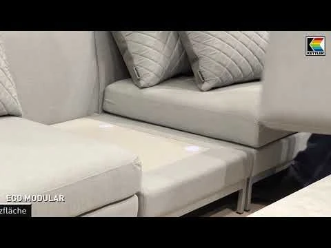 Kettler Ego Modular Gartensofa + Loungetisch Ø92cm Sunbrella Silber/Hellgrau Meliert Kettler Ego Modular Gartensofa + Loungetisch Ø92cm Sunbrella Silber/Hellgrau Meliert -Kettler 1106581 v 839
