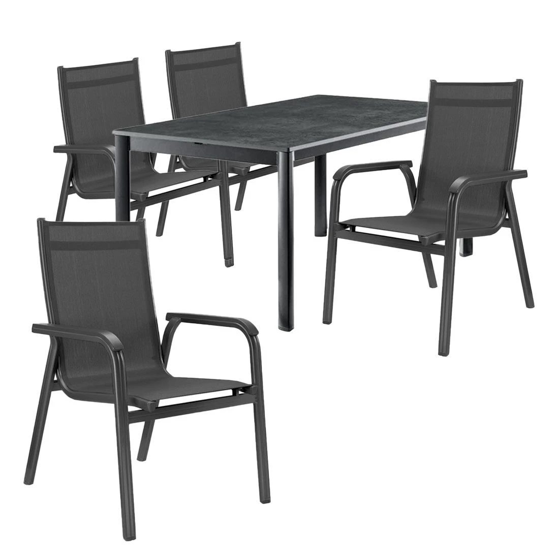 Kettler Basic Plus Gartenmöbelset 5-tlg. Tisch 165x95cm Anthrazit Kettler Basic Plus Gartenmöbelset 5-tlg. Tisch 165x95cm Anthrazit -Kettler 1188267 1