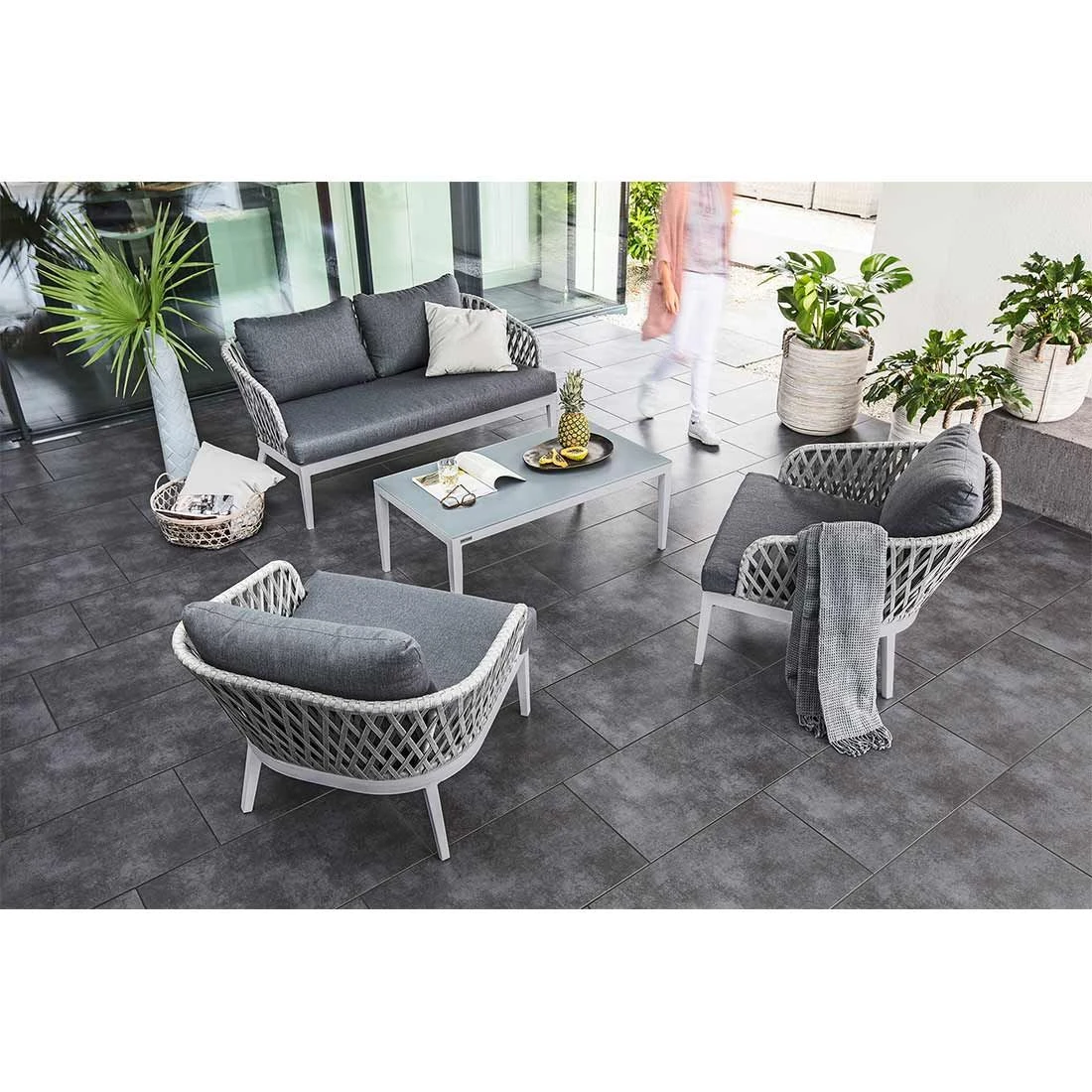 Kettler Sunny Loungetisch 110x60cm Aluminium/Glas Silber/Hellgrau Kettler Sunny Loungetisch 110x60cm Aluminium/Glas Silber/Hellgrau -Kettler 1287036 3
