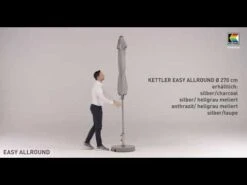 Kettler Easy Allround Stockschirm Ø270cm Aluminium/Polyest Silber/Hellgrau Meliert