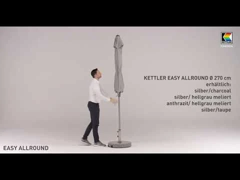 Kettler Easy Allround Stockschirm Ø270cm Aluminium/Polyest Silber/Hellgrau Meliert Kettler Easy Allround Stockschirm Ø270cm Aluminium/Polyest Silber/Hellgrau Meliert -Kettler 1290006 v 2401