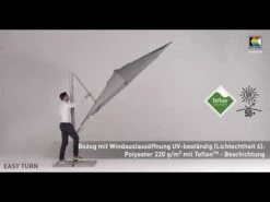 Kettler Easy Turn Ampelschirm Ø330cm Aluminium/Polyester Silber/Charcoal