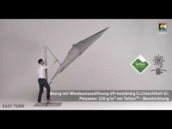 Kettler Easy Turn Ampelschirm 300x300cm Aluminium/Polyester Silber/Charcoal