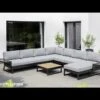 Kettler Ocean Skid Platform Ecklounge 7-tlg. Mit Loungetisch 70x70cm Alu/Olefin Anthrazit/Grau
