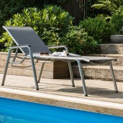 Kettler Cirrus Komfort-Stapelliege Aluminium/Textilene Silber/Anthrazitgrau 2 Kettler Cirrus Komfort-Stapelliege Aluminium/Textilene Silber/Anthrazitgrau -Kettler 790760 2 1