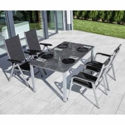 Kettler Basic Plus Gartenmöbelset 5-tlg. Mit Tisch 160x90cm Silber