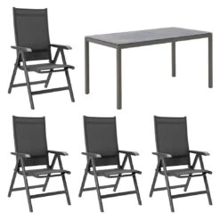 Kettler Basic Plus Gartenmöbelset 5-tlg. + Tisch 140x80 Cm Anthrazit/Concrete