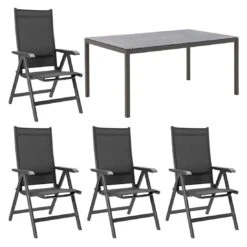 Kettler Basic Plus Gartenmöbelset 5-tlg. + Tisch 160x100 Cm Anthrazit/Concrete