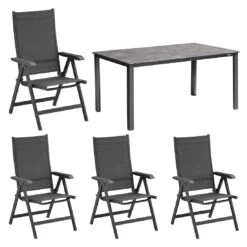 Kettler Basic Plus Gartenmöbelset 5-tlg. + Tisch 160x90cm Anthrazit/Schiefer