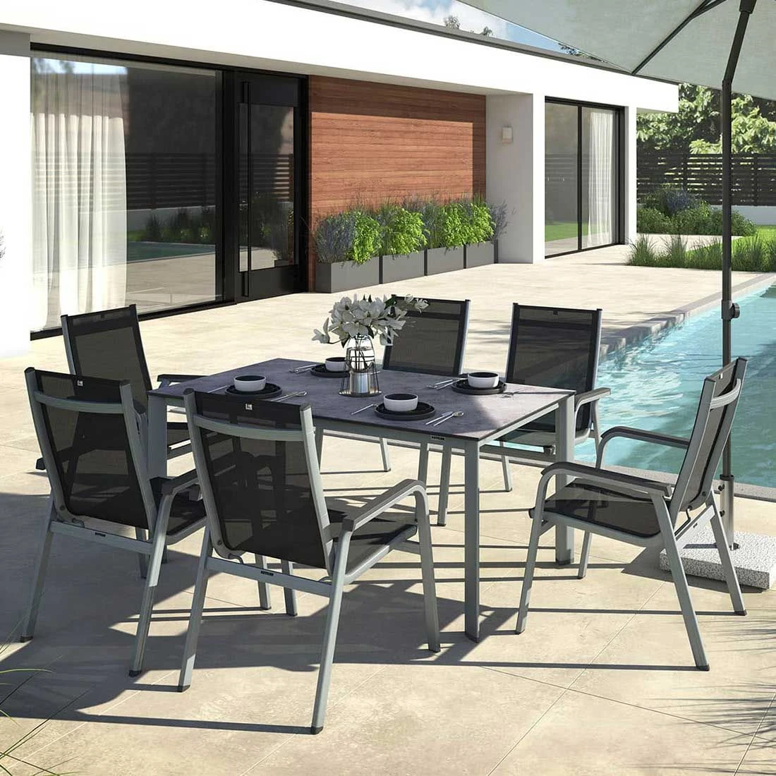 Kettler Basic Plus Gartenmöbelset 7-tlg.+Tisch 160x95cm Silber/Anthrazit Kettler Basic Plus Gartenmöbelset 7-tlg.+Tisch 160x95cm Silber/Anthrazit -Kettler kettler basic plus gartenmoebelset 7 tlg tisch 160x95cm 1482550 1