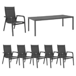 Kettler Basic Plus Gartenmöbelset 7-tlg. + Tisch 220x100cm Anthrazit