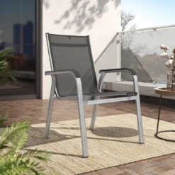 Kettler Basic Plus Stapelsessel Aluminium/Textilene Silber/Anthrazit 2 Kettler Basic Plus Stapelsessel Aluminium/Textilene Silber/Anthrazit -Kettler kettler basicplus stapelsessel silber anthrazit 0301202 0000 2