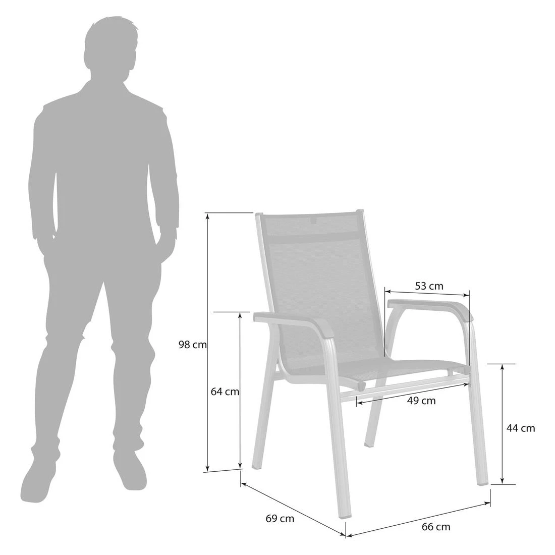 Kettler Basic Plus Stapelsessel Aluminium/Textilene Silber/Anthrazit Kettler Basic Plus Stapelsessel Aluminium/Textilene Silber/Anthrazit -Kettler kettler basicplus stapelsessel silber anthrazit 0301202 0000 3
