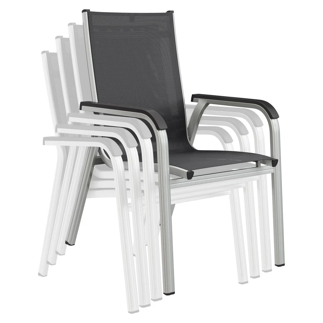 Kettler Basic Plus Stapelsessel Aluminium/Textilene Silber/Anthrazit Kettler Basic Plus Stapelsessel Aluminium/Textilene Silber/Anthrazit -Kettler kettler basicplus stapelsessel silber anthrazit 0301202 0000 7