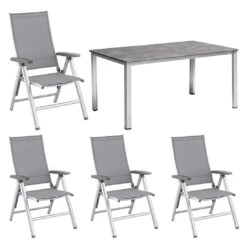 Kettler Cirrus Gartenmöbel-Set 5-tlg. Mit Tisch 160x90cm Silber/Anthrazit-Grau