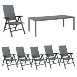 Kettler Cirrus Gartenmöbelset 7-tlg. Mit Tisch 220x100 Cm Anthrazit