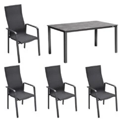 Kettler Cubic Gartenmöbelset 5-tlg. Mit Tisch 160x90 Cm Anthrazit/Coal