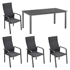 Kettler Cubic Gartenmöbelset 5-tlg. Mit Tisch 160x95 Cm Anthrazit/Coal