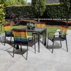 Kettler Diamond Gartenmöbel-Set 5-tlg. Tisch 95x95cm Anthrazit/Charcoal/Regenbogen