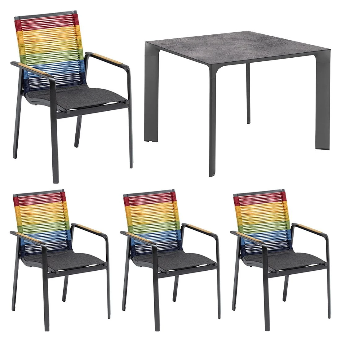 Kettler Diamond Gartenmöbel-Set 5-tlg. Tisch 95x95cm Anthrazit/Charcoal/Regenbogen Kettler Diamond Gartenmöbel-Set 5-tlg. Tisch 95x95cm Anthrazit/Charcoal/Regenbogen -Kettler kettler diamond gartenmoebel set 5 tlg aluminium rope 1485124 2