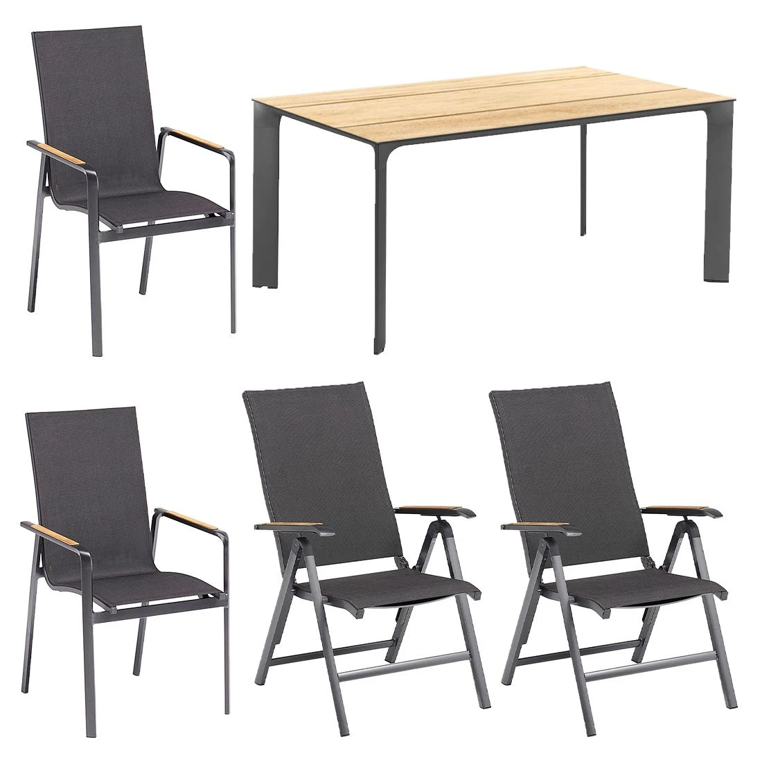 Kettler Diamond Gartenmöbel-Set 5-tlg. Tisch 160x95cm Anthrazit/Charcoal Kettler Diamond Gartenmöbel-Set 5-tlg. Tisch 160x95cm Anthrazit/Charcoal -Kettler kettler diamond gartenmoebel set 5 tlg aluminium textilene 1485443 2