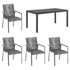 Kettler Diamond Gartenmöbelset 5-tlg. Mit Tisch 160x90 Cm Anthrazit/Charcoal
