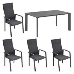 Kettler Diamond Gartenmöbelset 5-tlg. Mit Tisch 160x95 Cm Anthrazit/Coal