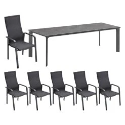 Kettler Diamond Gartenmöbelset 7-tlg. Mit Tisch 220x95 Cm Anthrazit/Coal