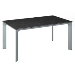 Kettler Diamond Gartentisch 140x70cm Alu/Keramik-Glas Silber/Fossil-Natur