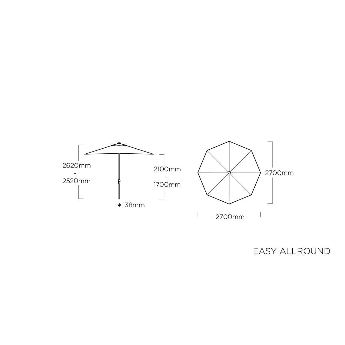 Kettler Easy Allround Stockschirm Ø270cm Aluminium/Polyest Silber/Hellgrau Meliert Kettler Easy Allround Stockschirm Ø270cm Aluminium/Polyest Silber/Hellgrau Meliert -Kettler kettler easy allround stockschirm o270cm aluminium polyest silber hellgrau meliert 1290006 5