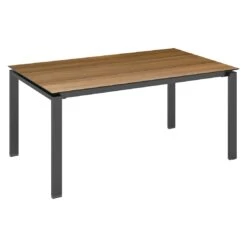 Kettler Float Gartentisch 220x95cm Aluminium/HPL Anthrazit/Teak-Optik Mit Fräsung