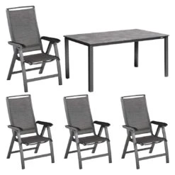 Kettler Forma II Gartenmöbel-Set 5-tlg. Mit Tisch 160x90cm Anthrazit/Graphit