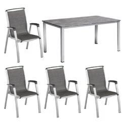 Kettler Forma II Gartenmöbel-Set 5-tlg.+ Tisch 160x90cm Silber/Graphit