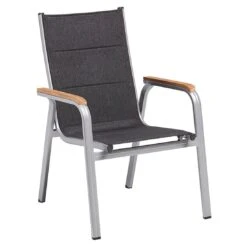 Kettler Granada T Pad Stapelsessel Aluminium/Outdoorgewebe Silber/Anthrazit Meliert