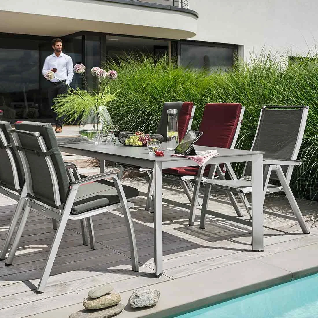 Kettler Forma II Stapelsessel Aluminium/Textilene Silber/Graphit Kettler Forma II Stapelsessel Aluminium/Textilene Silber/Graphit -Kettler kettler hks forma ii stapelsessel aluminium textilen 2
