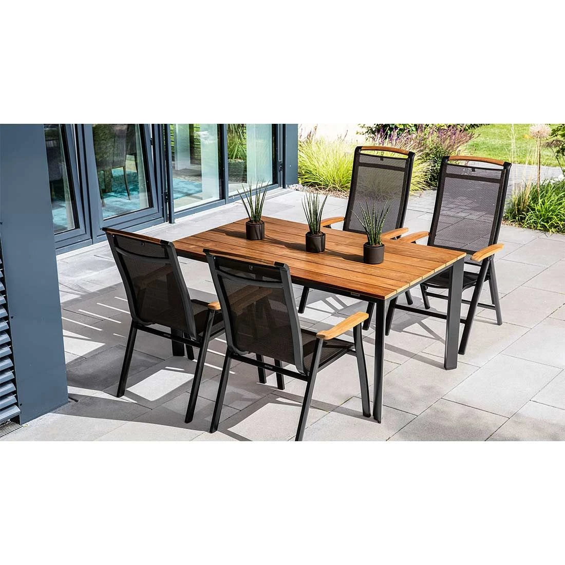 Kettler Memphis Klappsessel Aluminium/Textilene mit Teak-Armlehnen Anthrazit/Bronze Kettler Memphis Klappsessel Aluminium/Textilene Mit Teak-Armlehnen Anthrazit/Bronze -Kettler kettler memphis klappsessel alu textilen anthrazit bronze 2