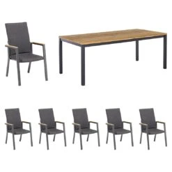 Kettler Rasmus Gartenmöbelset 7-tlg. Mit Tisch 220x100 Cm Anthrazit/Sooty