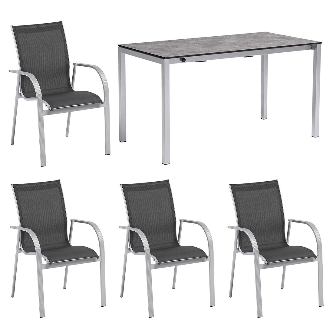 Kettler Tampa Gartenmöbel-Set 5-tlg. Tisch 138/210x68cm Silber/Anthrazit Kettler Tampa Gartenmöbel-Set 5-tlg. Tisch 138/210x68cm Silber/Anthrazit -Kettler kettler tampa gartenmoebel set 5 tlg aluminium textilene 1485344 2